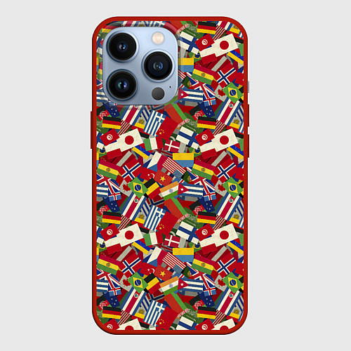 Чехол iPhone 13 Pro Страны Мира / 3D-Красный – фото 1