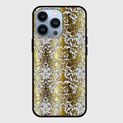 Чехол для iPhone 13 Pro Versace gold & white, цвет: 3D-черный