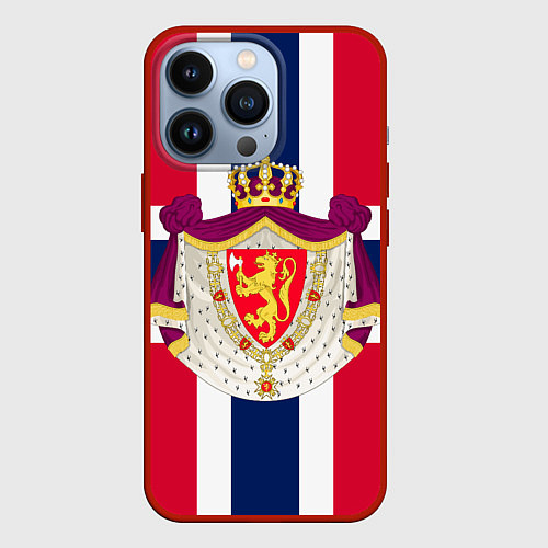 Чехол iPhone 13 Pro Норвегия Флаг и герб Норвегии / 3D-Красный – фото 1