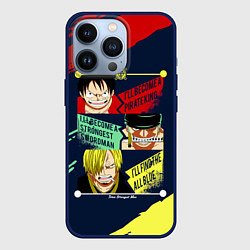 Чехол для iPhone 13 Pro Луффи, Зоро и Санджи One Piece, цвет: 3D-тёмно-синий