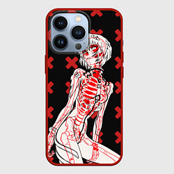 Чехол для iPhone 13 Pro Ева 00 Аянами Рей в X Ray, цвет: 3D-красный