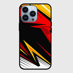 Чехол для iPhone 13 Pro КРАСНО-ЖЕЛТЫЙ СПОРТ SPORT, цвет: 3D-черный