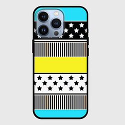 Чехол для iPhone 13 Pro Неоновый яркий полосатый узор, цвет: 3D-черный