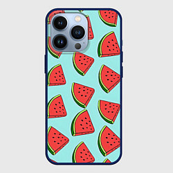 Чехол для iPhone 13 Pro Дольки арбузов, цвет: 3D-тёмно-синий