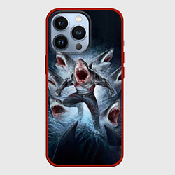 Чехол для iPhone 13 Pro АКУЛА МОНСТР, цвет: 3D-красный