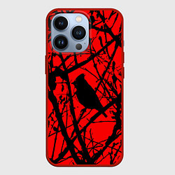 Чехол для iPhone 13 Pro Хоррор Мрачный лес, цвет: 3D-красный