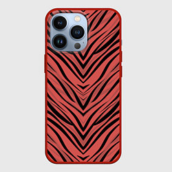 Чехол для iPhone 13 Pro Полосатый тигровый узор, цвет: 3D-красный