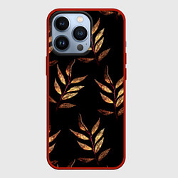 Чехол для iPhone 13 Pro Золотисто-красные листья, цвет: 3D-красный