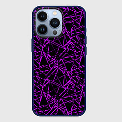 Чехол для iPhone 13 Pro Фиолетово-черный абстрактный узор, цвет: 3D-тёмно-синий