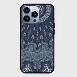 Чехол для iPhone 13 Pro Серый восточный орнамент мандала, цвет: 3D-черный