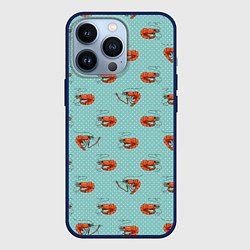 Чехол для iPhone 13 Pro Креветки паттерн, цвет: 3D-тёмно-синий