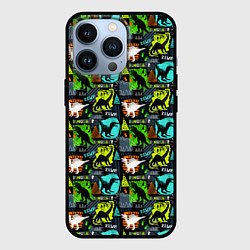Чехол для iPhone 13 Pro Dinosaurs, цвет: 3D-черный