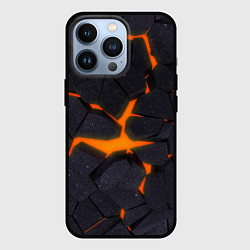 Чехол для iPhone 13 Pro ТРЕЩИНЫ ЗЕМЛИ 3D CRACKS НЕОН, цвет: 3D-черный