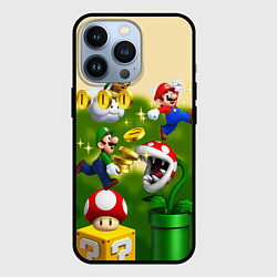 Чехол для iPhone 13 Pro Mario Coins, цвет: 3D-черный