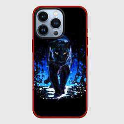 Чехол для iPhone 13 Pro Черная пантера пятна краски, цвет: 3D-красный