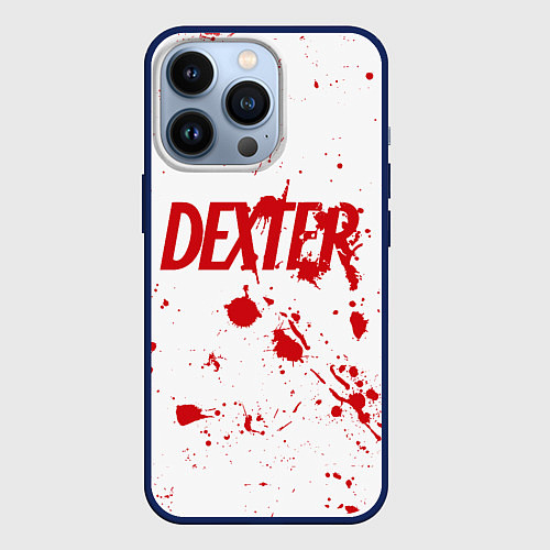 Чехол iPhone 13 Pro Dexter logo Декстер брызги крови / 3D-Тёмно-синий – фото 1