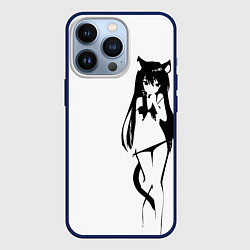 Чехол для iPhone 13 Pro Чб Неко в лифчике, цвет: 3D-тёмно-синий