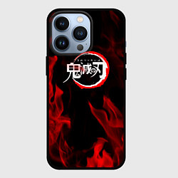 Чехол для iPhone 13 Pro Клинок рассекающий демонов пламя, цвет: 3D-черный