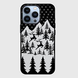 Чехол для iPhone 13 Pro Северные Олени в Горах, цвет: 3D-черный