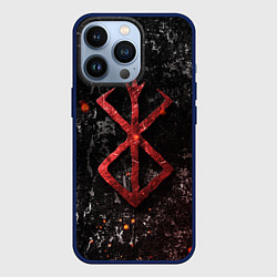 Чехол для iPhone 13 Pro BERSERK LOGO GRUNGE RED, цвет: 3D-тёмно-синий