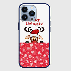 Чехол для iPhone 13 Pro Оленёнок Merry Christmas, цвет: 3D-тёмно-синий