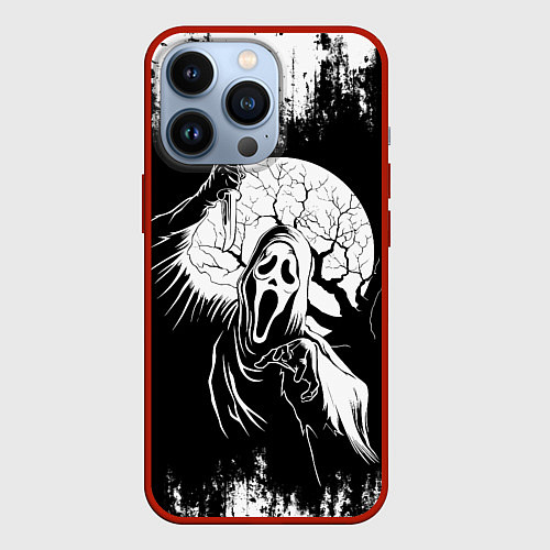 Чехол iPhone 13 Pro Крик Хэллоуин Хоррор Scream Halloween / 3D-Красный – фото 1
