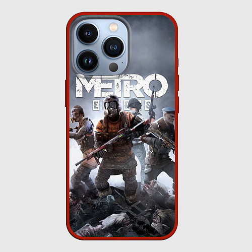 Чехол iPhone 13 Pro МЕТРО ИСХОД АРТЁМ ,ЯДЕРНАЯ ЗИМА METRO EXODUS / 3D-Красный – фото 1