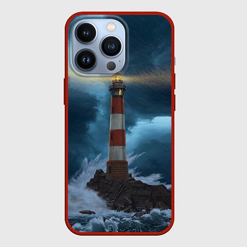 Чехол iPhone 13 Pro НОЧНОЙ МАЯК / 3D-Красный – фото 1