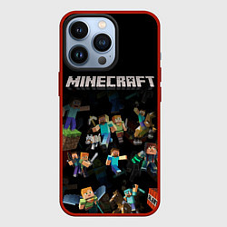Чехол для iPhone 13 Pro МАЙНКРАФТ ПАТТЕРН ПЕРСОНАЖИ ИГРЫ, цвет: 3D-красный