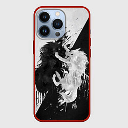 Чехол для iPhone 13 Pro ИНЬ ЯНЬ ВОЛКИ ЧЁРНО БЕЛЫЙ, цвет: 3D-красный
