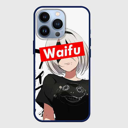 Чехол iPhone 13 Pro Waifu - 2B Nier / 3D-Тёмно-синий – фото 1