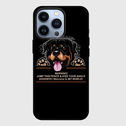 Чехол для iPhone 13 Pro Собака Ротвейлер, цвет: 3D-черный
