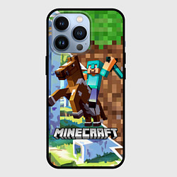 Чехол для iPhone 13 Pro Майнкрафт двойной фон разделенный молнией, цвет: 3D-черный