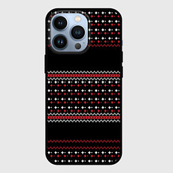Чехол для iPhone 13 Pro НОВОГОДНИЙ ПАТТЕРН SWEATER, цвет: 3D-черный