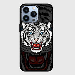 Чехол для iPhone 13 Pro ЧЁРНЫЙ ТИГР BLACK TIGER УЗОР, цвет: 3D-черный