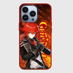 Чехол для iPhone 13 Pro GENSHIN IMPACT, ДИЛЮК DILUC, цвет: 3D-красный