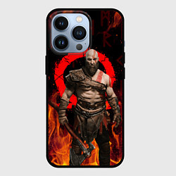 Чехол для iPhone 13 Pro GOD OF WAR РАГНАРЁК, КРАТОС В ОГНЕ, цвет: 3D-черный