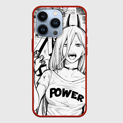 Чехол iPhone 13 Pro Power - Chainsaw-Man / 3D-Красный – фото 1