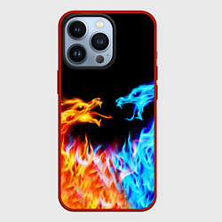 Чехол для iPhone 13 Pro FIRE DRAGONS ОГНЕННЫЕ ДРАКОНЫ, цвет: 3D-красный