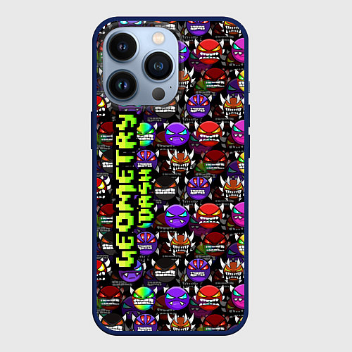 Чехол iPhone 13 Pro Geometry Dash: Heroes / 3D-Тёмно-синий – фото 1