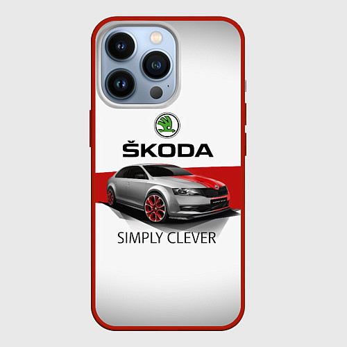 Чехол iPhone 13 Pro Skoda Rapid Sport / 3D-Красный – фото 1