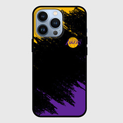 Чехол для iPhone 13 Pro LAKERS БРЫЗГИ КРАСОК, цвет: 3D-черный