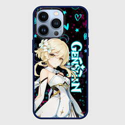 Чехол для iPhone 13 Pro ГЕНШИН ИМПАКТ ЛЮМИН, НЕОНОВЫЕ СЕРДЕЧКИ, цвет: 3D-тёмно-синий