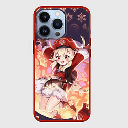 Чехол для iPhone 13 Pro КЛИ ГЕРОИНЯ ГЕНШИН ИМПАКТ, НЕОНОВЫЕ СИМВОЛЫ, цвет: 3D-красный