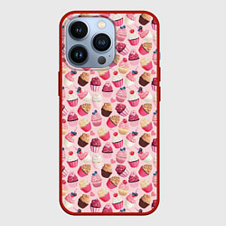Чехол для iPhone 13 Pro Пирожные с Ягодами, цвет: 3D-красный