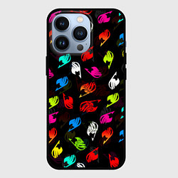 Чехол для iPhone 13 Pro ХВОСТ ФЕИ ЛОГОБОМБИНГ ЦВЕТНЫЕ СИМВОЛЫ FAIRY TAIL, цвет: 3D-черный