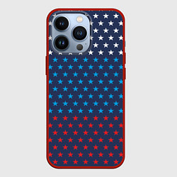 Чехол для iPhone 13 Pro Флаг в звездах, цвет: 3D-красный