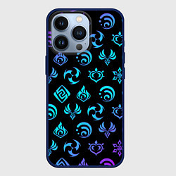 Чехол для iPhone 13 Pro NEON SYMBOL HERO GENSHIN IMPACT, цвет: 3D-тёмно-синий