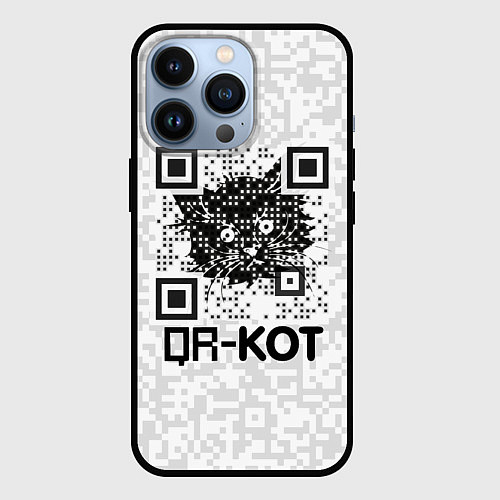 Чехол iPhone 13 Pro QR код котик / 3D-Черный – фото 1