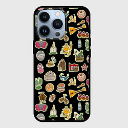 Чехол для iPhone 13 Pro Россия и СССР паттерн, цвет: 3D-черный